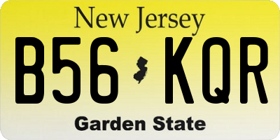 NJ license plate B56KQR