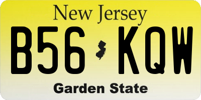 NJ license plate B56KQW