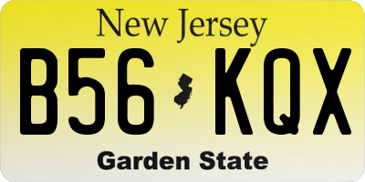 NJ license plate B56KQX