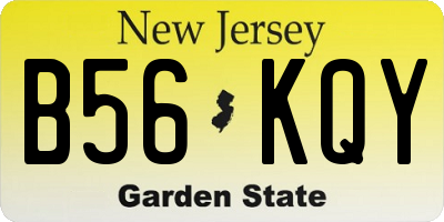 NJ license plate B56KQY