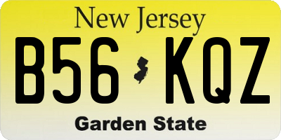 NJ license plate B56KQZ