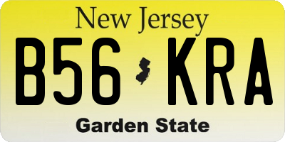 NJ license plate B56KRA