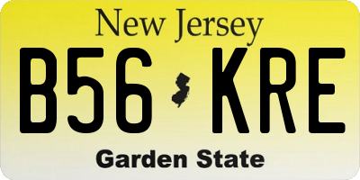 NJ license plate B56KRE