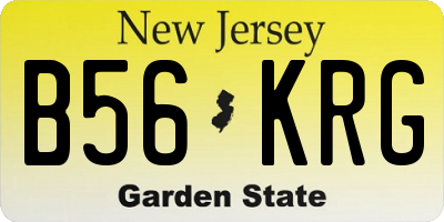 NJ license plate B56KRG