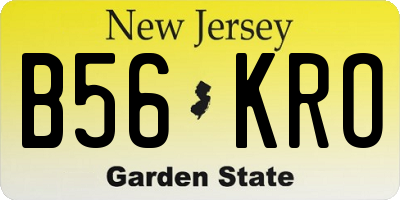 NJ license plate B56KRO