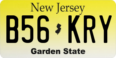 NJ license plate B56KRY