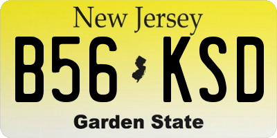 NJ license plate B56KSD