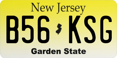 NJ license plate B56KSG