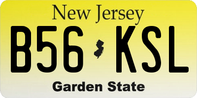 NJ license plate B56KSL