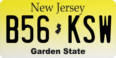 NJ license plate B56KSW
