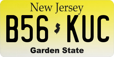NJ license plate B56KUC