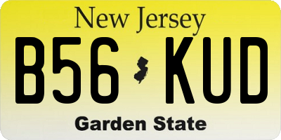 NJ license plate B56KUD