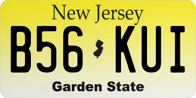 NJ license plate B56KUI