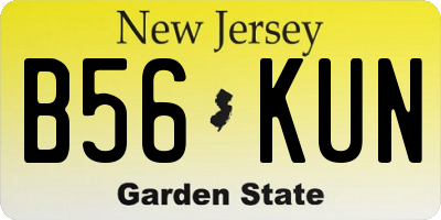 NJ license plate B56KUN