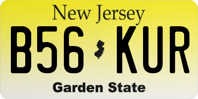 NJ license plate B56KUR