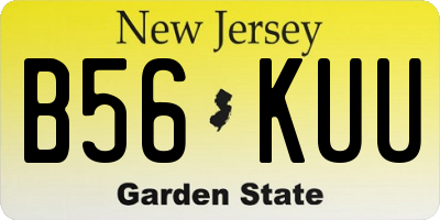NJ license plate B56KUU