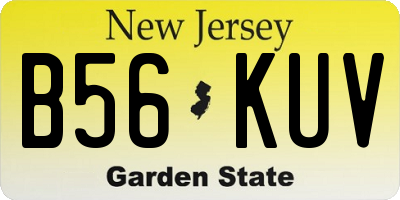 NJ license plate B56KUV