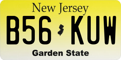 NJ license plate B56KUW