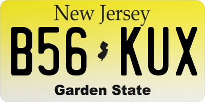NJ license plate B56KUX
