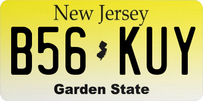 NJ license plate B56KUY