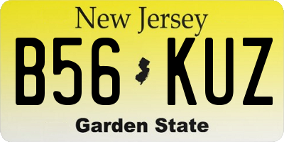 NJ license plate B56KUZ