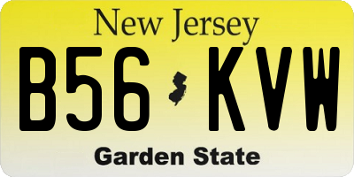 NJ license plate B56KVW