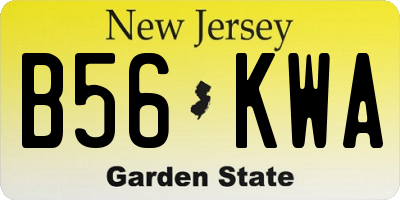 NJ license plate B56KWA