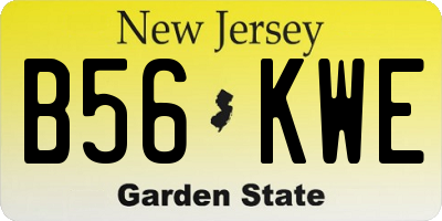 NJ license plate B56KWE