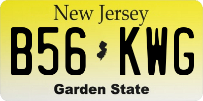 NJ license plate B56KWG