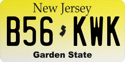 NJ license plate B56KWK