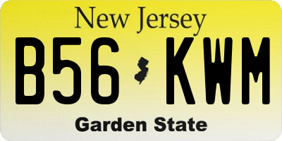 NJ license plate B56KWM
