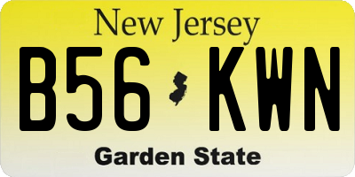 NJ license plate B56KWN