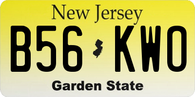 NJ license plate B56KWO