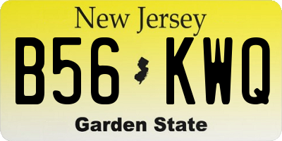 NJ license plate B56KWQ
