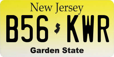 NJ license plate B56KWR