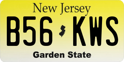 NJ license plate B56KWS