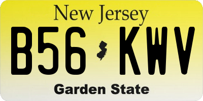 NJ license plate B56KWV