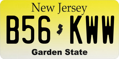 NJ license plate B56KWW