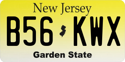 NJ license plate B56KWX