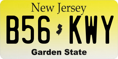 NJ license plate B56KWY