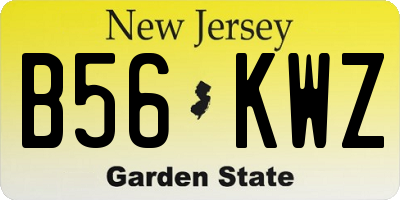 NJ license plate B56KWZ