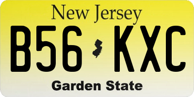 NJ license plate B56KXC