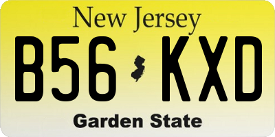 NJ license plate B56KXD