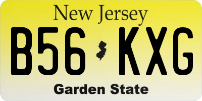 NJ license plate B56KXG