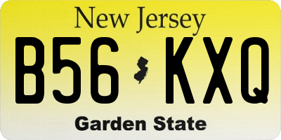 NJ license plate B56KXQ