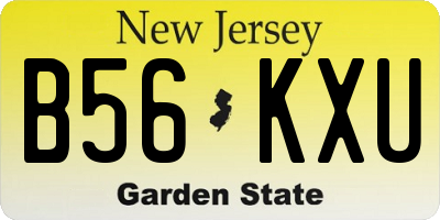 NJ license plate B56KXU