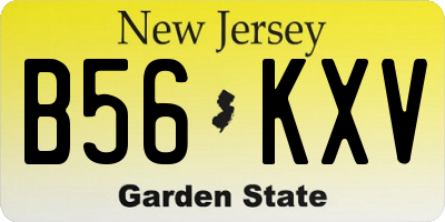 NJ license plate B56KXV