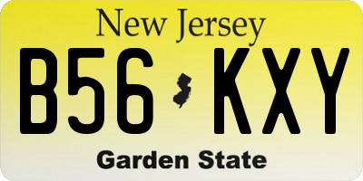 NJ license plate B56KXY