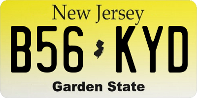 NJ license plate B56KYD