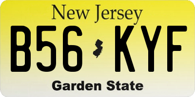 NJ license plate B56KYF